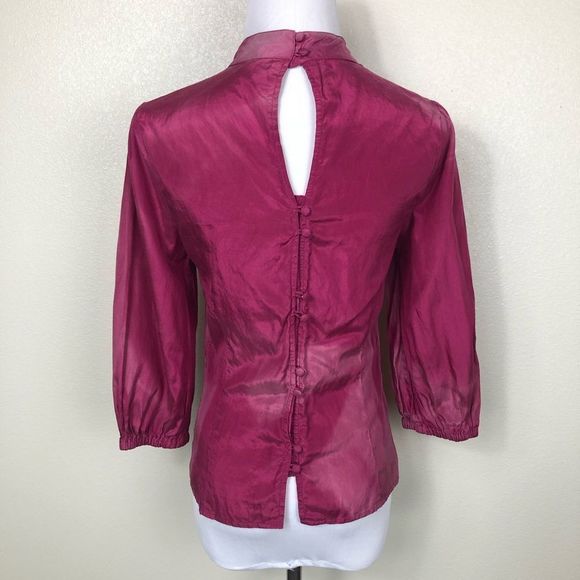 🛍 4/$20 ASOS Fuchsia Pink Embroidered Eyelet Mock-neck Top - Picture 5 of 8